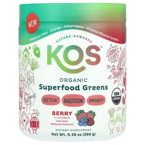 KOS, 유기농 슈퍼 푸드 그린스, 베리, 266g(9.38oz) 상세 이미지