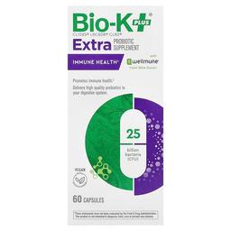 Bio-K+, 엑스트라 프로바이오틱 보충제, Wellmune® 함유 면역 건강, 캡슐 60정
