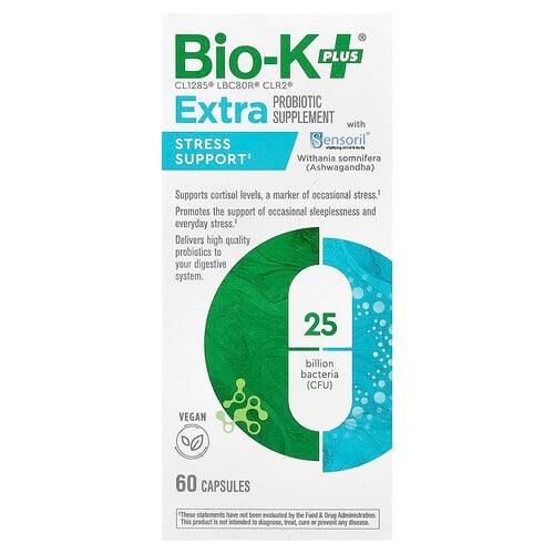 Bio-K+, 엑스트라 프로바이오틱 보충제, Sensoril® 함유 스트레스 완화, 캡슐 60정 상품 이미지
