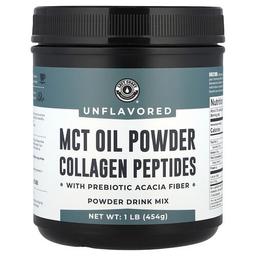 Left Coast Performance, MCT 오일 분말 콜라겐 펩타이드, 프리바이오틱 아카시아 섬유소 함유, 무맛, 454g(1lb)