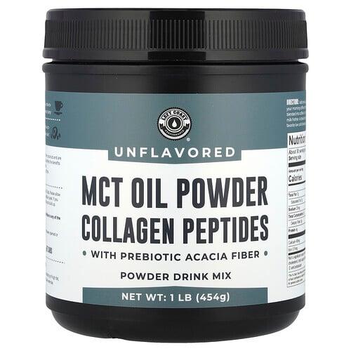 Left Coast Performance, MCT 오일 분말 콜라겐 펩타이드, 프리바이오틱 아카시아 섬유소 함유, 무맛, 454g(1lb) 상품 이미지