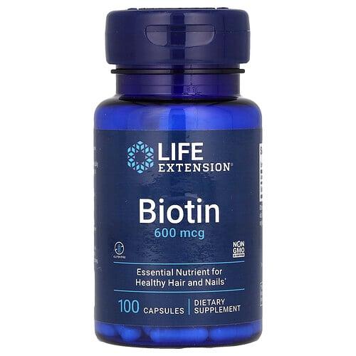라이프 익스텐션 Life Extension, 비오틴, 600mcg, 캡슐 100정 상품 이미지