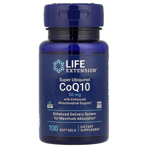 라이프 익스텐션 Life Extension, 미토콘드리아 지원이 향상된 슈퍼 유비퀴놀 코엔자임, 50 mg, 100 소프트젤 상품 이미지