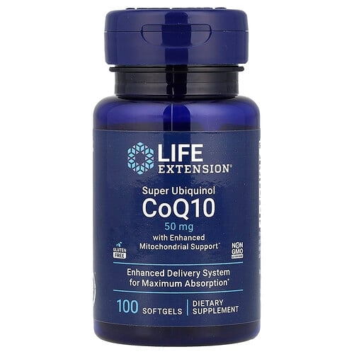라이프 익스텐션 Life Extension, 미토콘드리아 지원이 향상된 슈퍼 유비퀴놀 코엔자임, 50 mg, 100 소프트젤 상세 이미지