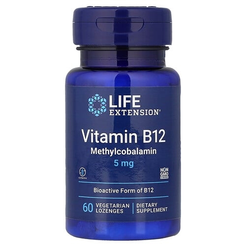 라이프 익스텐션 Life Extension, 비타민B12 메틸코발라민, 5mg, 식물성 사탕 정제 60정 상세 이미지