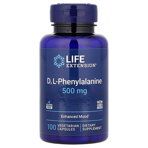 라이프 익스텐션 Life Extension, D, L-페닐알라닌, 500mg, 베지 캡슐 100정 상품 이미지