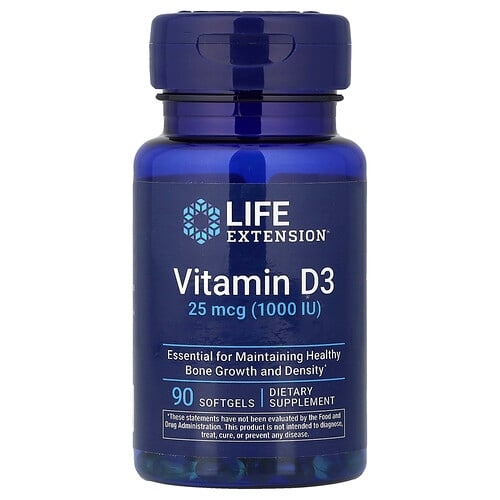 라이프 익스텐션 Life Extension, 비타민D3, 25mcg(1,000IU), 소프트젤 90정 상세 이미지