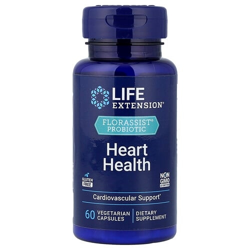 라이프 익스텐션 Life Extension, FLORASSIST® 프로바이오틱 하트 헬스, 베지 캡슐 60정(캡슐 1정당 74mg) 상세 이미지