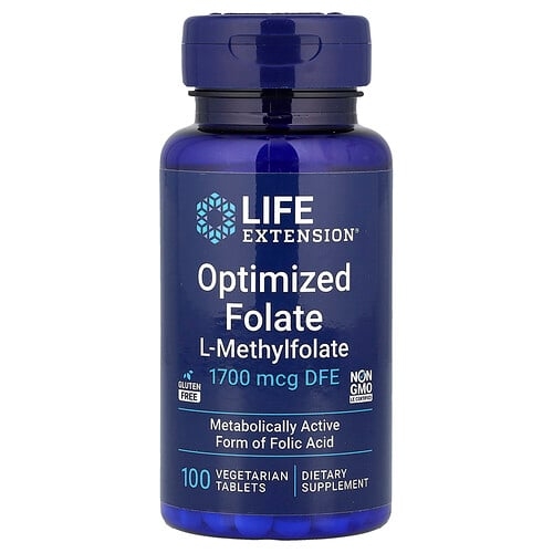 라이프 익스텐션 Life Extension, 최적화 엽산, 1,700mcg DFE, 베지 캡슐 100정 상세 이미지