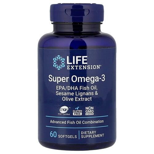 라이프 익스텐션 Life Extension, 슈퍼 오메가3, 소프트젤 60정 상품 이미지