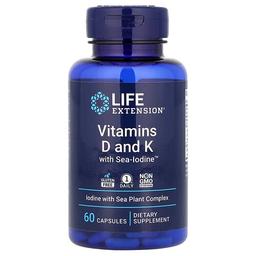 라이프 익스텐션 Life Extension, Sea-Iodine™ 함유 비타민D 및 K, 캡슐 60정