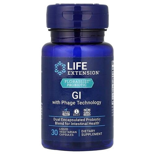 라이프 익스텐션 Life Extension, Florassist® 프로바이오틱, 파지 기술 및 위장관 자극, 액상 베지 캡슐 30정 상품 이미지