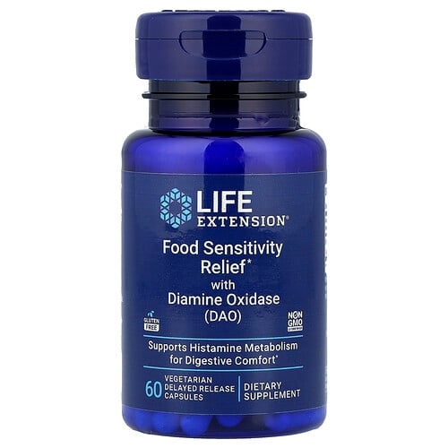 라이프 익스텐션 Life Extension, 다이아민 산화효소(DAO) 함유 식품 민감성 증상 완화, 지연 방출 식물성 캡슐 60정(캡슐 1정당 4.3mg) 상세 이미지
