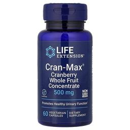라이프 익스텐션 Life Extension, Cran-Max, 크랜베리 통과일 농축액, 500 mg, 60 식물성 캡슐