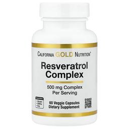 캘리포니아 골드 뉴트리션 California Gold Nutrition, 레스베라트롤 복합체, 포도씨추출물, 레드와인추출물, 트랜스-레스베라트롤 함유, 베지 캡슐 60정