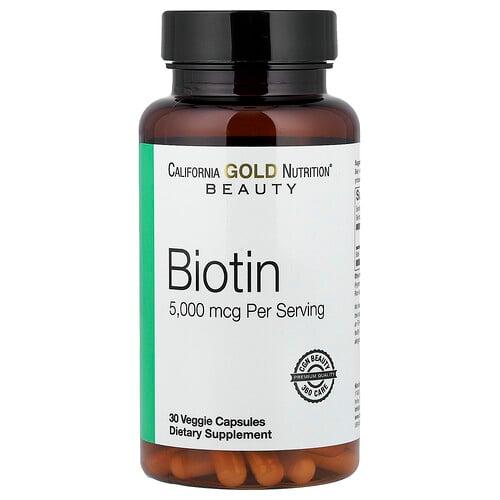 캘리포니아 골드 뉴트리션 California Gold Nutrition, 비오틴, 5,000mcg, 베지 캡슐 30정 상품 이미지