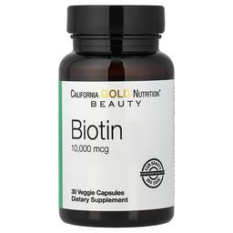캘리포니아 골드 뉴트리션 California Gold Nutrition, 비오틴, 10,000mcg, 베지 캡슐 30정