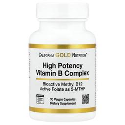 캘리포니아 골드 뉴트리션 California Gold Nutrition, 고효능 비타민B 복합체, 메틸 엽산 및 메틸 B12 함유, 베지 캡슐 30정