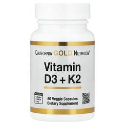 캘리포니아 골드 뉴트리션 California Gold Nutrition, 비타민D3 + K2, 베지 캡슐 60정