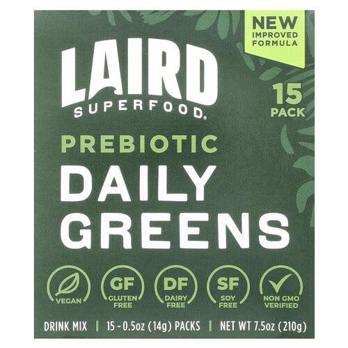 레어드 슈퍼푸드 Laird Superfood, 프리바이오틱 데일리 그린스, 15팩, 각 14g(0.5oz) 상품 이미지
