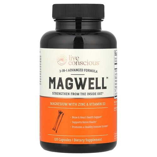 Live Conscious, MagWell™, 3-in-1 어드밴스드 포뮬라, 캡슐 120정 상세 이미지