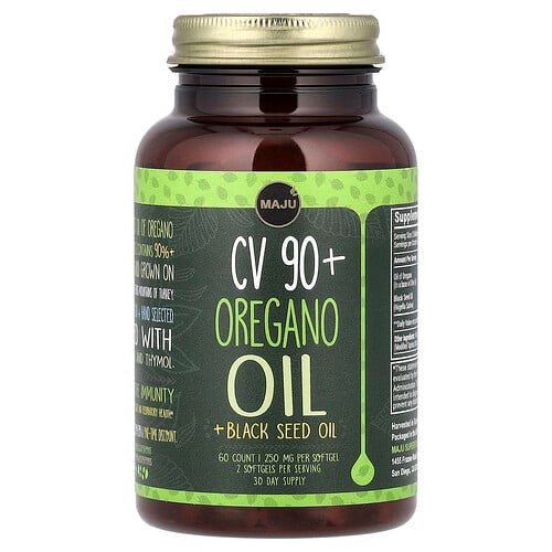 마주 슈퍼푸드 Maju Superfoods, CV 90+ 오레가노 오일 + 블랙씨드오일, 소프트젤 60정 상세 이미지