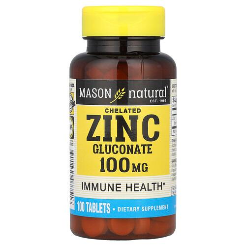 메이슨 내추럴 Mason Natural, 킬레이트화아연글루코네이트, 100mg, 100정 상품 이미지