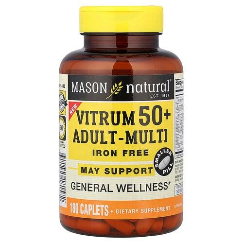 메이슨 내추럴 Mason Natural, Vitrum 50+ 어덜트-멀티, 철분 무함유, 180정 상품 이미지