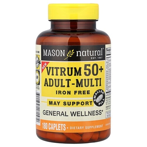 메이슨 내추럴 Mason Natural, Vitrum 50+ 어덜트-멀티, 철분 무함유, 180정 상세 이미지
