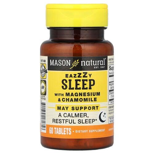 메이슨 내추럴 Mason Natural, Eazzzy Sleep, 마그네슘 함유 및 카모마일 함유, 60정 상품 이미지