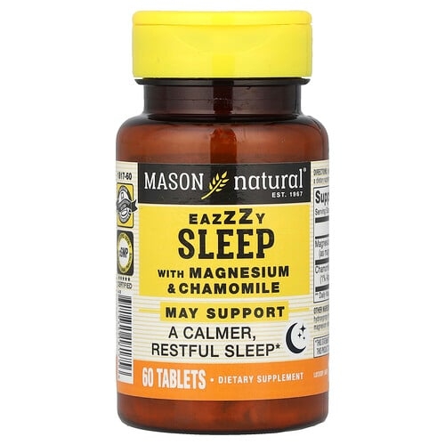 메이슨 내추럴 Mason Natural, Eazzzy Sleep, 마그네슘 함유 및 카모마일 함유, 60정 상세 이미지
