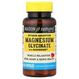 메이슨 내추럴 Mason Natural, 최적의 흡수율을 자랑하는 마그네슘 글리신산, BioPerine® 함유, 캡슐 60정