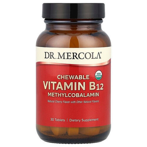 닥터 멀코라 Dr. Mercola, 츄어블 비타민B12 메틸코발라민, 천연 체리, 30정 상세 이미지