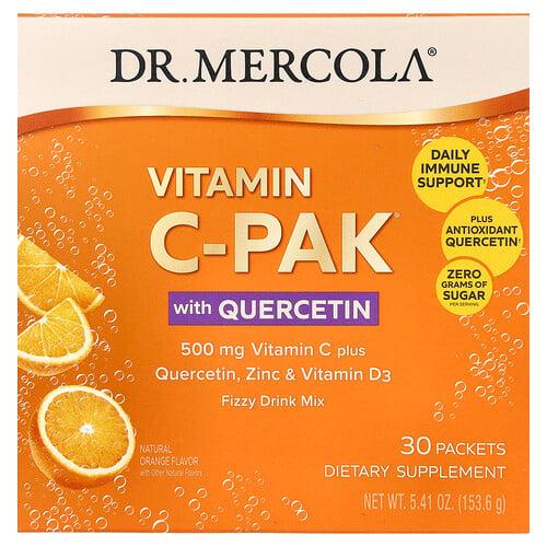 닥터 멀코라 Dr. Mercola, 비타민C-PAK, 퀘르세틴 함유, 천연 오렌지, 30팩, 각 5.12g(0.18oz) 상품 이미지