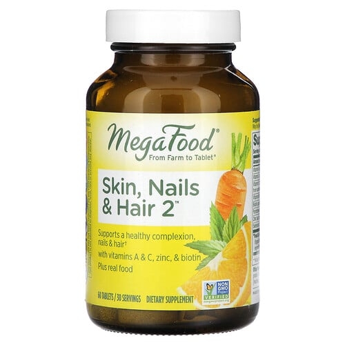 메가푸드 MegaFood, Skin, Nails & Hair 2, 60정 상세 이미지