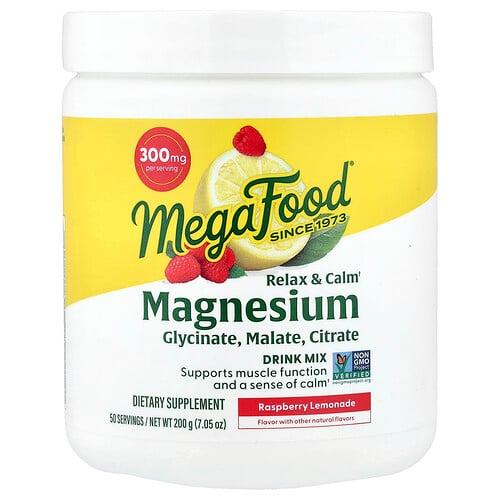 메가푸드 MegaFood, Relax & Calm 마그네슘, 드링크 믹스, 라즈베리 레모네이드, 200g(7.05oz) 상품 이미지