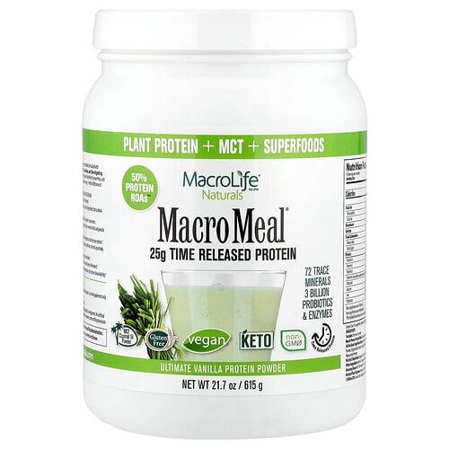마이크로라이프 네츄럴 Macrolife Naturals, Macro Meal®, 얼티밋 프로틴 파우더, 바닐라 맛, 615g(21.7oz) 상품 이미지