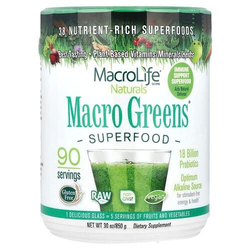 마이크로라이프 네츄럴 Macrolife Naturals, Macro Greens, 슈퍼푸드, 850g(30oz) 상품 이미지