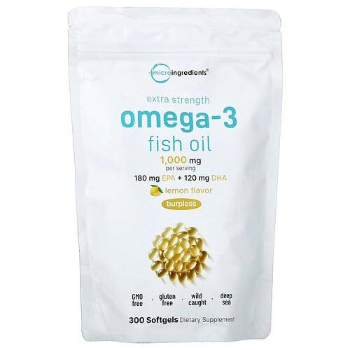 마이크로 인그리디언츠 Micro Ingredients, 오메가3 피쉬 오일, 300mg, 피쉬 소프트젤 500정(소프트젤당 500mg) 상품 이미지