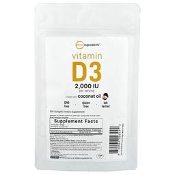 마이크로 인그리디언츠 Micro Ingredients, 비타민D3, 2,000IU, 소프트젤 500정