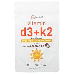 마이크로 인그리디언츠 Micro Ingredients, 비타민D3 + K2, 소프트젤 240정