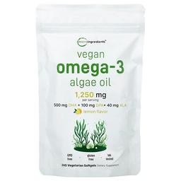 마이크로 인그리디언츠 Micro Ingredients, 비건 오메가3 해조류 오일, 레몬 맛, 베지 소프트젤 240정