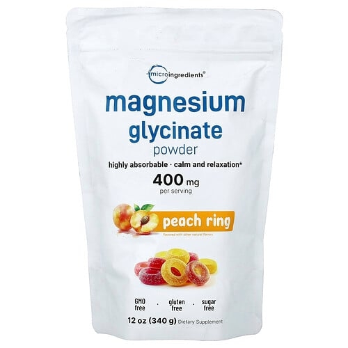 마이크로 인그리디언츠 Micro Ingredients, 글리신산 마그네슘 분말, 피치 링스, 340g(12oz) 상세 이미지