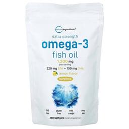 마이크로 인그리디언츠 Micro Ingredients, 오메가3 피쉬 오일, 레몬, 소프트젤 240정(소프트젤 1정당 600mg)