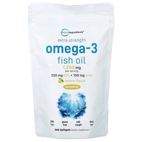 마이크로 인그리디언츠 Micro Ingredients, 오메가3 피쉬 오일, 레몬, 소프트젤 240정(소프트젤 1정당 600mg) 상세 이미지