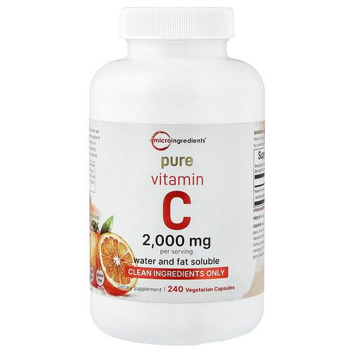 마이크로 인그리디언츠 Micro Ingredients, 퓨어 비타민C, 베지 캡슐 240정(캡슐 1정당 666.66mg) 상품 이미지