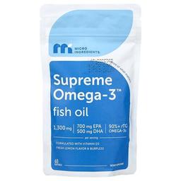마이크로 인그리디언츠 Micro Ingredients, Supreme Omega-3™ 피쉬 오일, 프레시 레몬, 소프트젤 60정