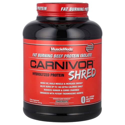 머슬메즈 MuscleMeds, Carnivor Shred™, 가수분해 단백질, 초콜릿 맛, 1,977g(4.35lb) 상세 이미지