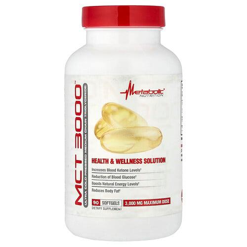 메타볼릭 뉴트리션 Metabolic Nutrition, MCT 3000™, 소프트젤 90정(소프트젤 1정당 1,000mg) 상품 이미지