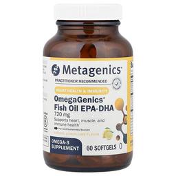 메타제닉스 Metagenics, OmegaGenics®, 피쉬 오일 EPA-DHA, 천연 레몬-라임 맛, 720mg, 소프트젤 60정